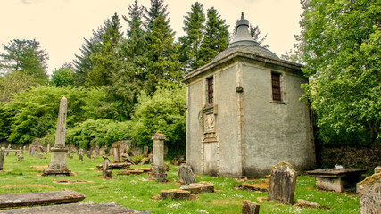 Fototapeta premium Little disused chapel in a derelict country graveyard.