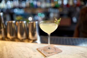 glass of cocktail at bar