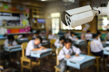 CCTV monitoring, security cameras in a classroom .