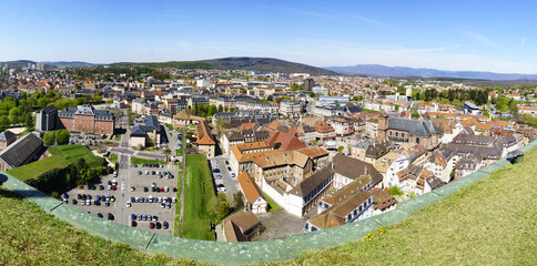 Blick von der Zitadelle über Belfort, Altstadt, Stadtkern, , Franche-Comté, Frankreich, Burgund, Panorama