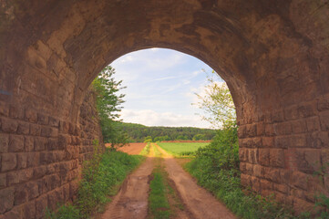Fototapeta na wymiar Tunnel overlooking the field
