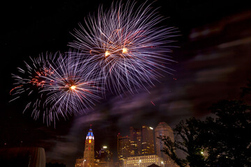Fourth of July fireworks light up the sky over Columbus, Ohio during the annual Red, White and Boom celebration.