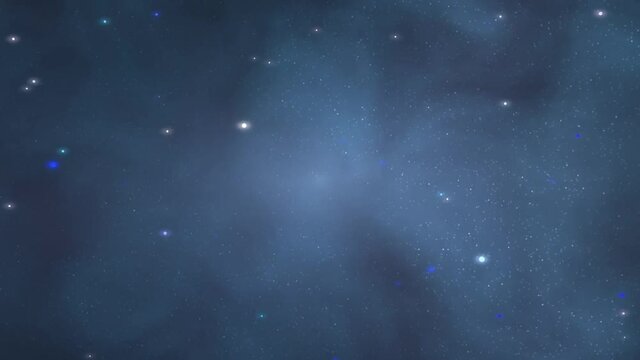 Space travel, light blue nebula. Loop able, 3D rendering, UHD