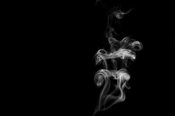 white smoke on black background, B&W, Movement of smoke
