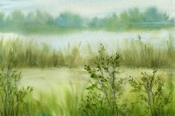 Photo sur Plexiglas Couleur pistache paysage aquarelle abstrait