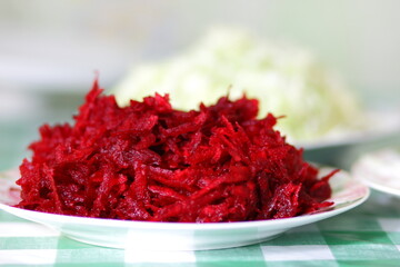 Raw vegetables grated before cooking