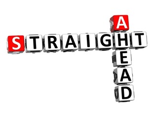 3D Crossword Straight Ahead over white background.