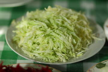 Raw vegetables grated before cooking
