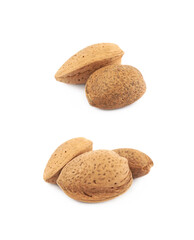 Pile of almond nuts isolated