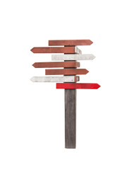 wood guide post,isolated on white background with clipping path.