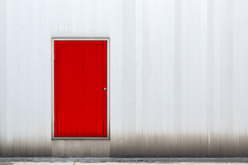 old red door and silver metal wall pattern line.