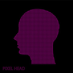 Pixel art design of the human head logo. Vector illustration.