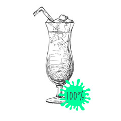 Hand drawn cocktail isolated on white background. Vector illustration of a sketch style.