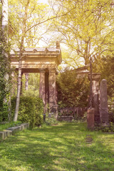 Mysterious place, beautiful old temple on a cemetery