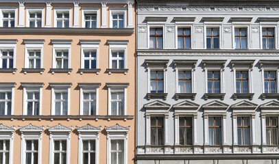 tow old houses with stucco in Berlin Kreuzberg