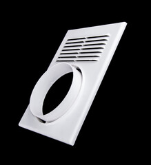 White plastic grating for ventilation with a round hole