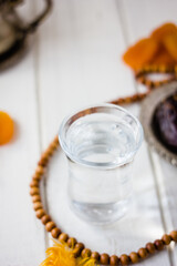Glass of Ramadan water for iftar time.