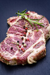 Pork chops, pepper and rosemary marinade.