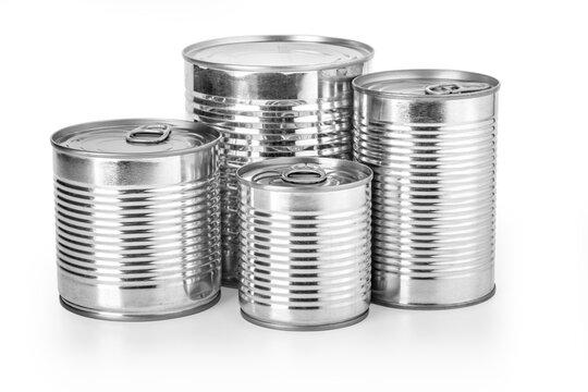 Metal Cans On A White Background