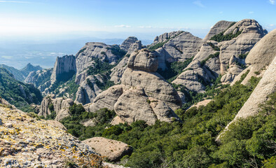 Fototapeta na wymiar View of a valley in Montserrat Mountain, Spain