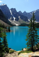 Unforgettable summer day on Lake Moraine, Rocky Mountains, Canada