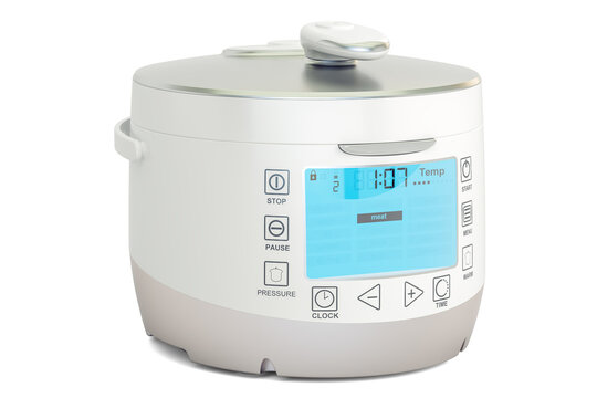 White Automatic Multicooker, 3D rendering