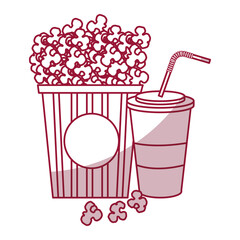 pop corn with soda cinema food vector illustration design
