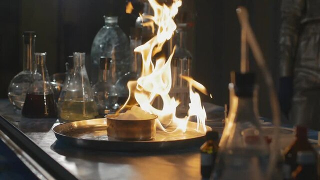 Explosion during the experiment. Unsuccessful experiment in the chemical laboratory.