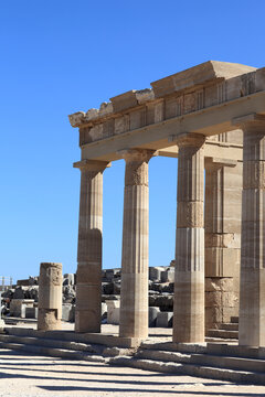 Facade of propylaea of Lindos Acropolis