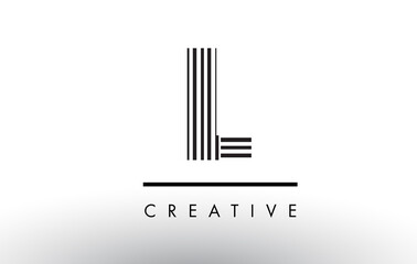 L Black and White Lines Letter Logo Design.