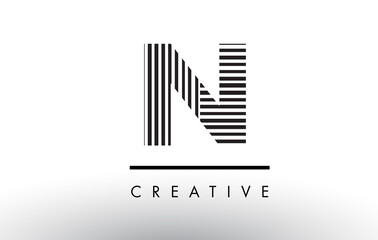 N Black and White Lines Letter Logo Design.