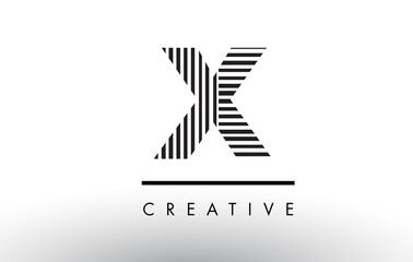 X Black and White Lines Letter Logo Design.