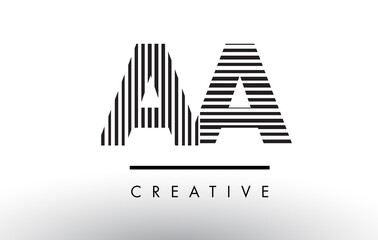 AA A Black and White Lines Letter Logo Design.