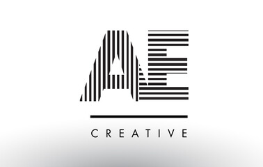 AE A D Black and White Lines Letter Logo Design.