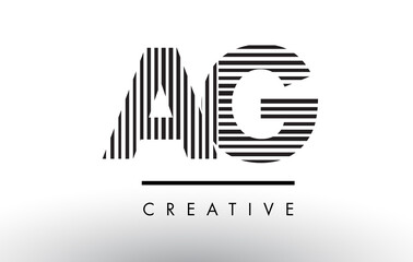 AG A G Black and White Lines Letter Logo Design.