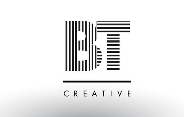BT B T Black and White Lines Letter Logo Design.
