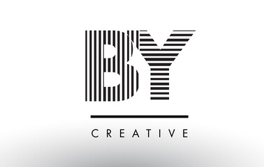BY B Y Black and White Lines Letter Logo Design.