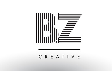 BZ B Z Black and White Lines Letter Logo Design.