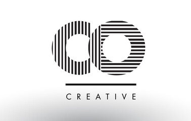 CO C O Black and White Lines Letter Logo Design.
