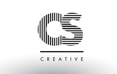 CS C S Black and White Lines Letter Logo Design.