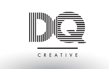 DQ D Q Black and White Lines Letter Logo Design.