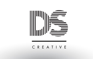 DS D S Black and White Lines Letter Logo Design.