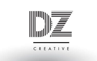 DZ D Z Black and White Lines Letter Logo Design.