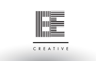 EE E E Black and White Lines Letter Logo Design.