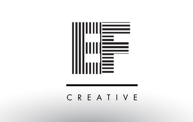 EF E F Black and White Lines Letter Logo Design.