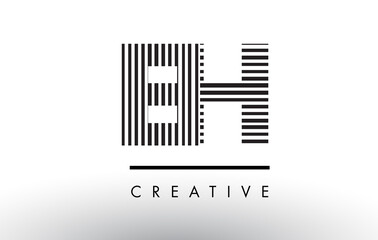 EH E H Black and White Lines Letter Logo Design.