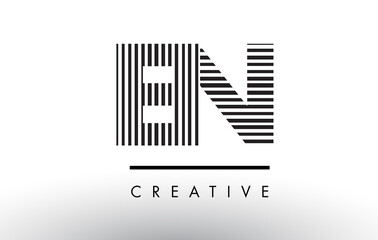 EN E N Black and White Lines Letter Logo Design.