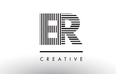 ER E R Black and White Lines Letter Logo Design.