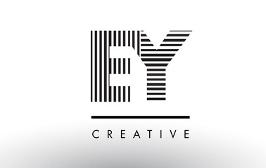 EY E Y Black and White Lines Letter Logo Design.