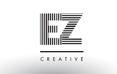 EZ E Z Black and White Lines Letter Logo Design.